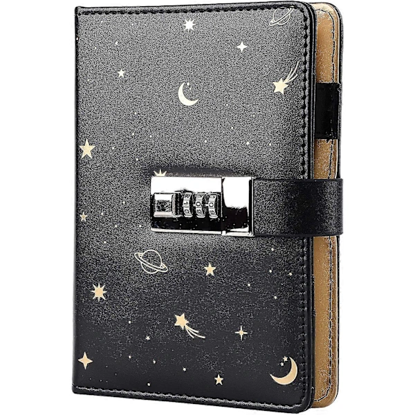 Libreta de cuero con candado, rellenable, agenda de contraseñas, tapa dura secreta A6 - Aquaforge