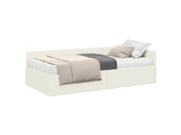 Estrutura de Cama de Canto com Colchão 2 Pcs Veludo Creme MAISON EXCLUSIVE