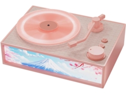 Caixa de Som Bluetooth Retrô, Estilo Toca discos de Vinil Vintage, Portátil, Sem Fio, com Aroma JIAPEI (rosa)