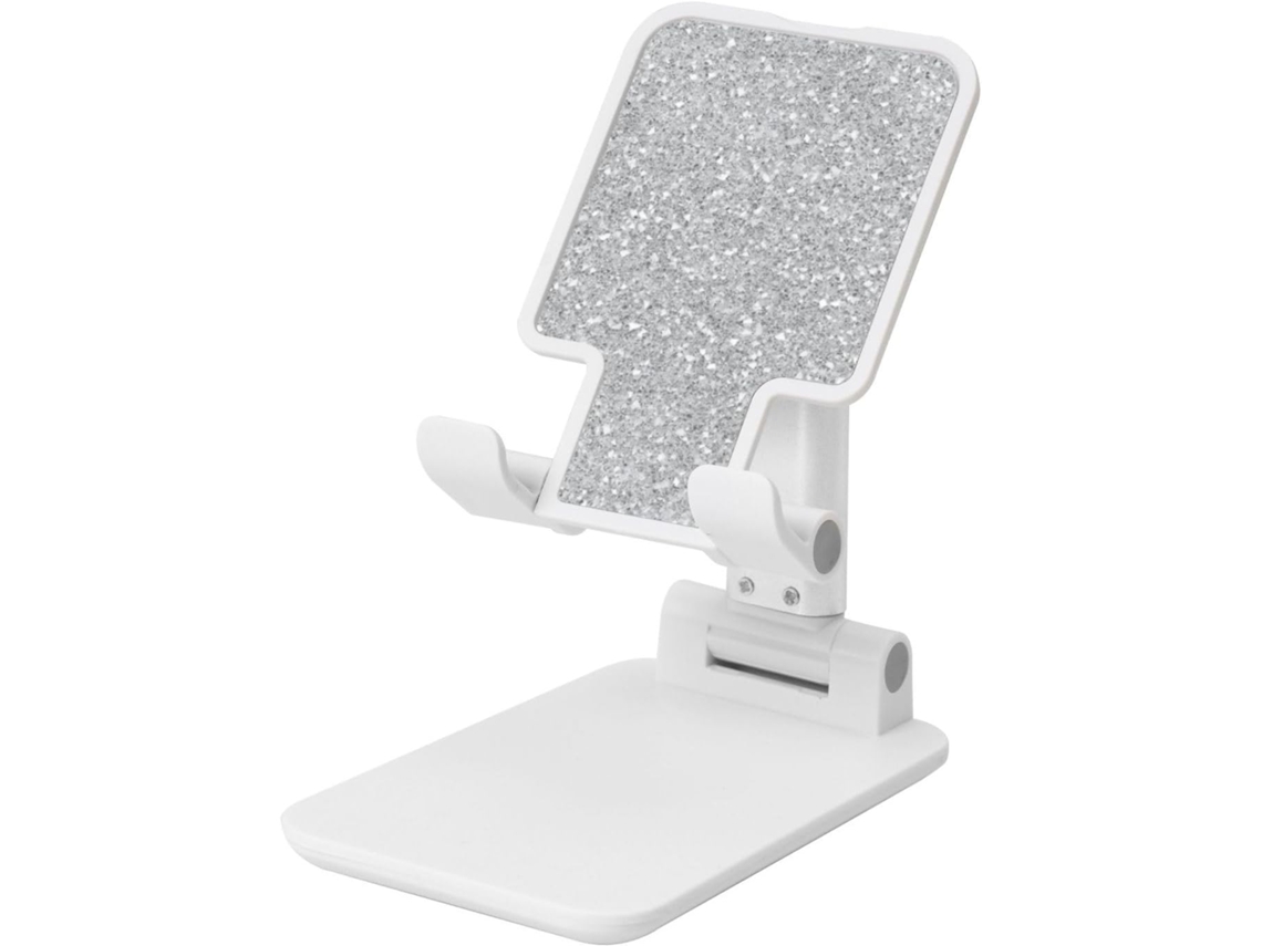 Suporte Dobrável Para Celular Cinza Claro Com Textura De Pedra Terrazzo Altura E Ângulo Ajustáveis Compatível Todos Os