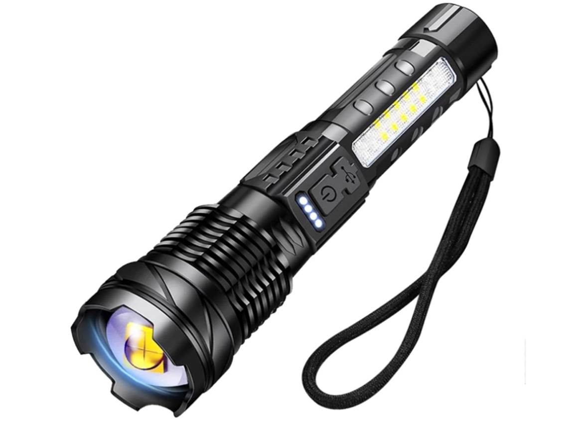 Linterna BISBISOUS Gt10 20.000 Lúmenes Altos Luz Flash Led Más Brillante 7 Modos Luz Lateral Cob Negro VIGA EUROPE