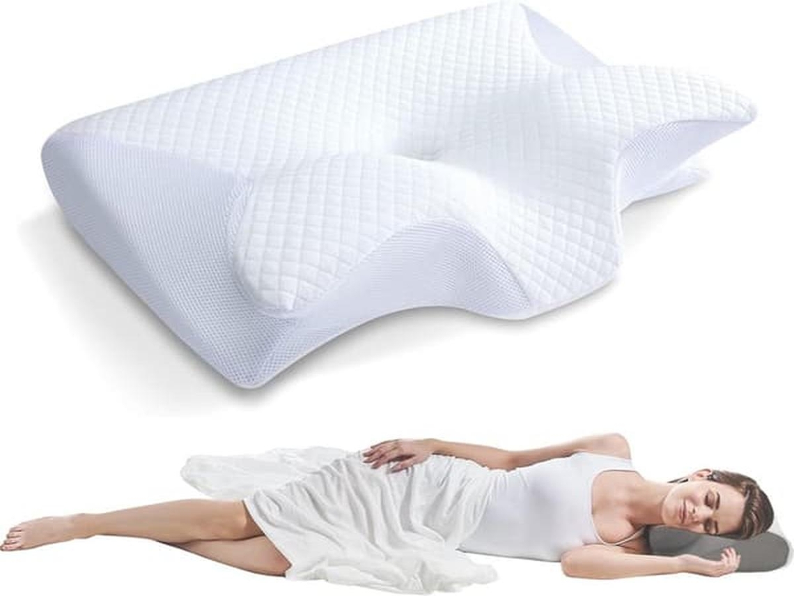 Lurelia Almofada Cervical, Espuma Viscoelástica, Ergonómica, Alta Densidade, Respirável, Sono Descanso, 12cm, Branco