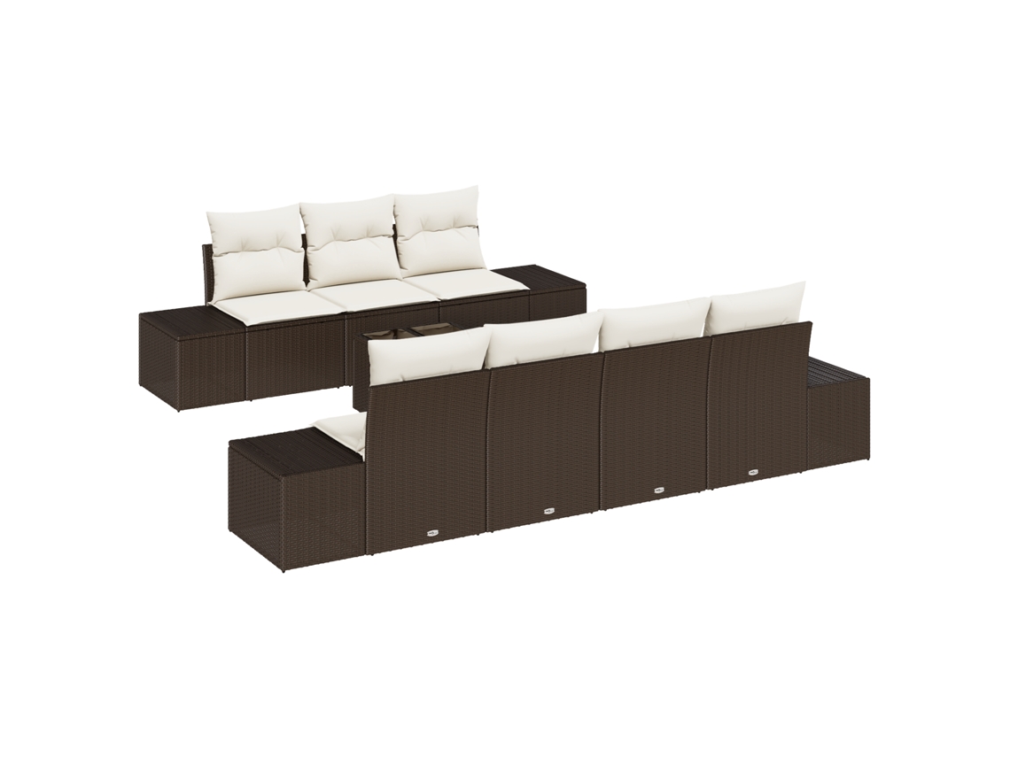 Conjunto 8 Conjunto De Sofá De Jardim Vidaxl Castanho Vime Pe (239 X 62 X 69 Cm)