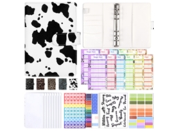 Leopard Print A6 Ring Binder Notebook With Zipper Pouch Cash Budget Organizer, Includes 12-budget Cards, 8-bill