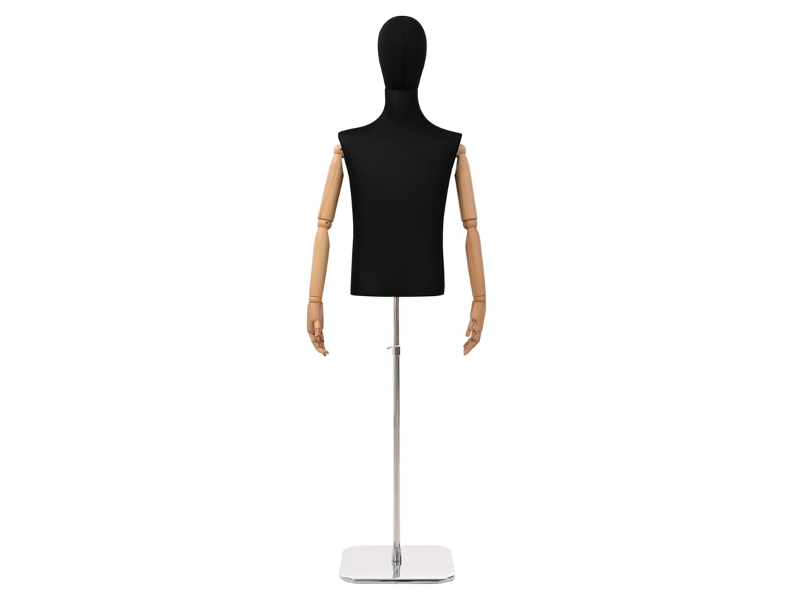 Vidaxl Mannequin Ajustável De 170-218 Cm Com Base Masculino Pp Preto