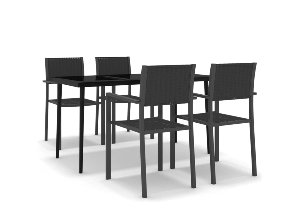 Maison Exclusive - 5 Pcs Conjunto De Jantar Para Jardim Preto