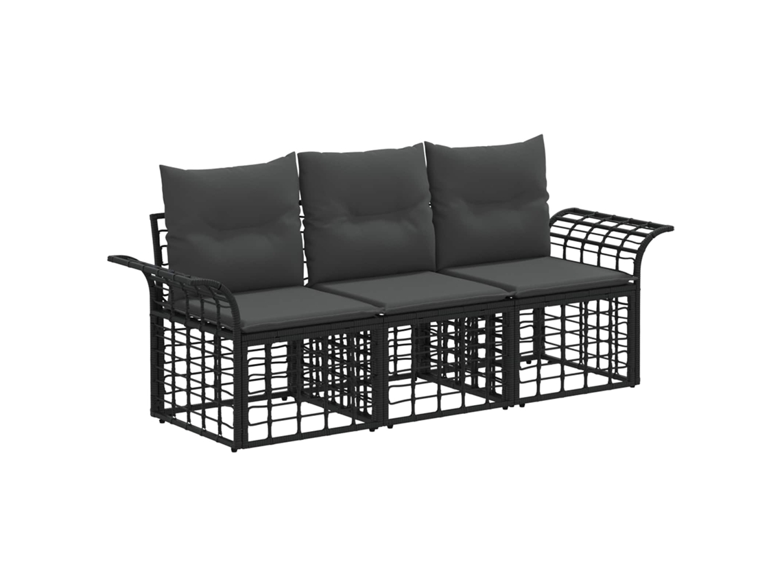 Maison Exclusive - Conjunto De Sofás Para Exterior 3 Unid. Preto E Cinza Escuro