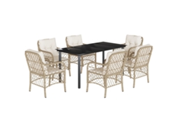 Garden Dining Set, Garden Dining Sets Vidaxl Bege Rattan / Vime (160 Cm Table Length)