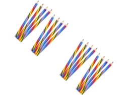 2 conjuntos de lápis de cor multicoloridos em tons de arco-íris para arte