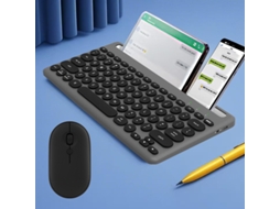 Teclado HEXINYIGJLY Bluetooth 2.4g Dual Mode Definir 3 Dispositivospara Ipad/iphone/pc/android Preto