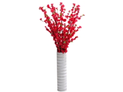 Laxiscreed Peça Longa Rosa Vermelha Com Flores De Pêssego Em Seda E Fio De Ferro