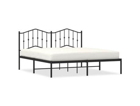 Estrutura de cama com cabeceira VIDA XL metal preto (160x200 cm)