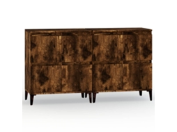 Conjunto de 2 aparadores em carvalho madeira fumado 60x35x70 cm MAISON EXCLUSIVE