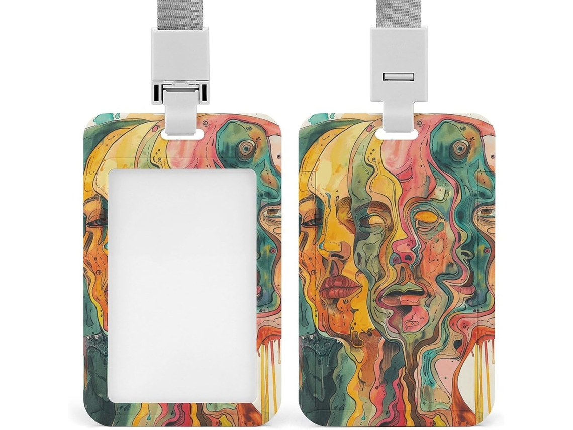 Porta Crachá Com Cordão, Design Abstrato De Pessoas, Crachás De Identificação, Porta Crachá, Capa Protetora