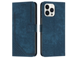 Capa Em Couro Pu Para Apple Iphone 16 Pro Safira