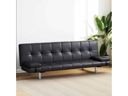 Vidaxl Sofa-cama Ajustável Com 2 Almofadas Couro Artificial Preto
