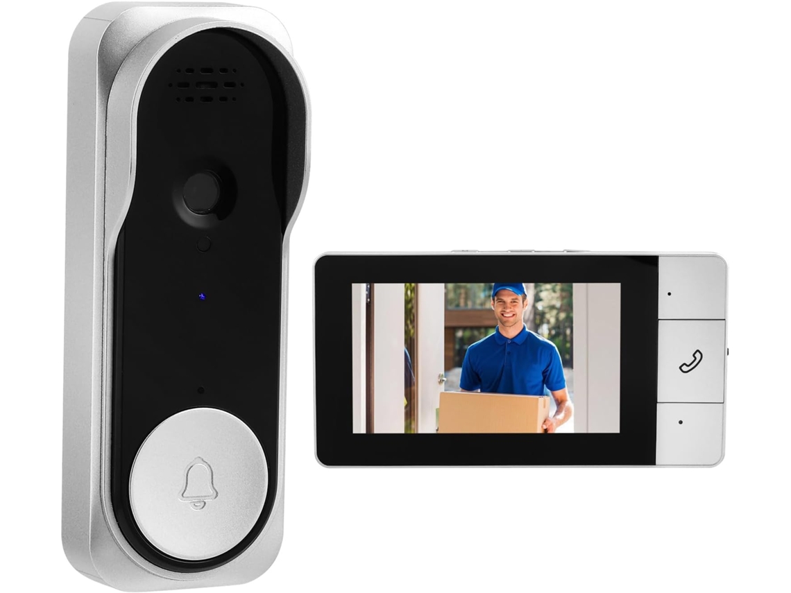 Campainha com Camara HALINUIA Sem Fios 1080p Ecrã 4.3" Visao 360° Audio Bidirecional Visao Noturna Ip65