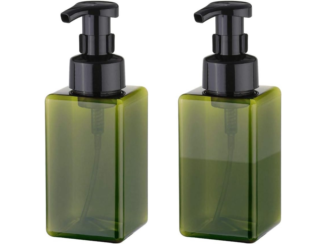 Garrafa Plástico Reutilizável com Doseador 450ml, para Sabonete Líquido, Champô e Gel Banho, Conjunto 2 Unidades ZYBLSSBB