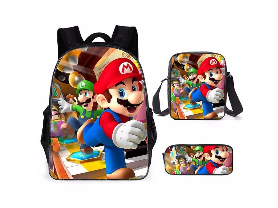 Conjunto De Três Peças De Mochila De Estudante  Mario*