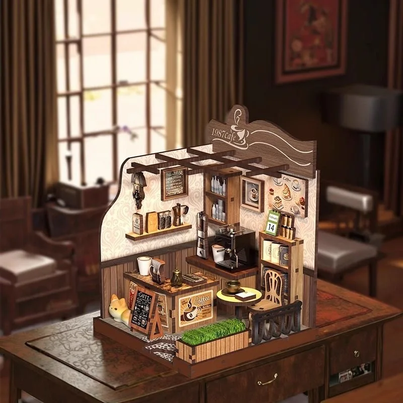 Kit Faça você mesmo para Cantinho de Leitura Pop up 3d. Miniatura de Café Campestre. MDUG