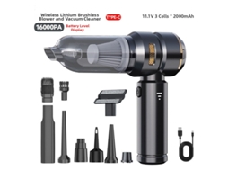 Aspirador de mão CZHHMART, sem fio, 3 velocidades, recarregável, leve, forte sucção (preto)