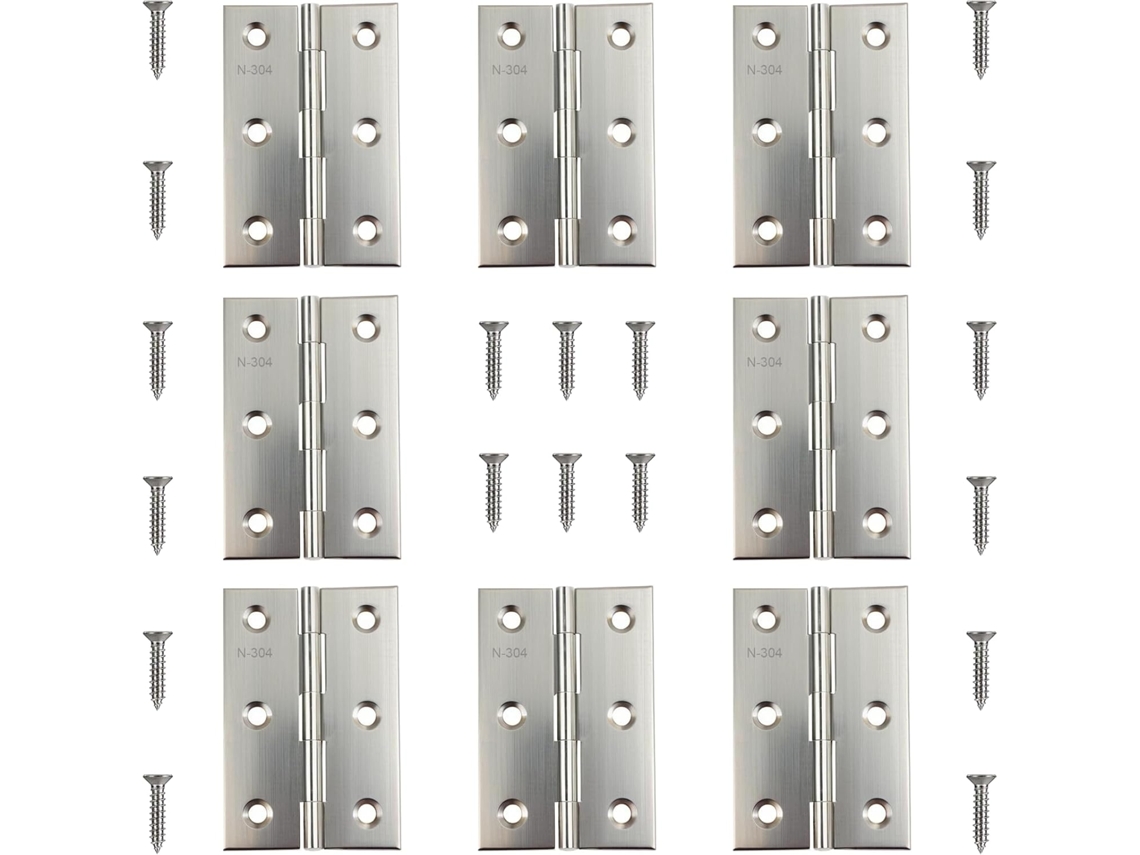 Conjunto De 8 Dobradiças Aço Inoxidável 7,6 Cm (3 Polegadas),