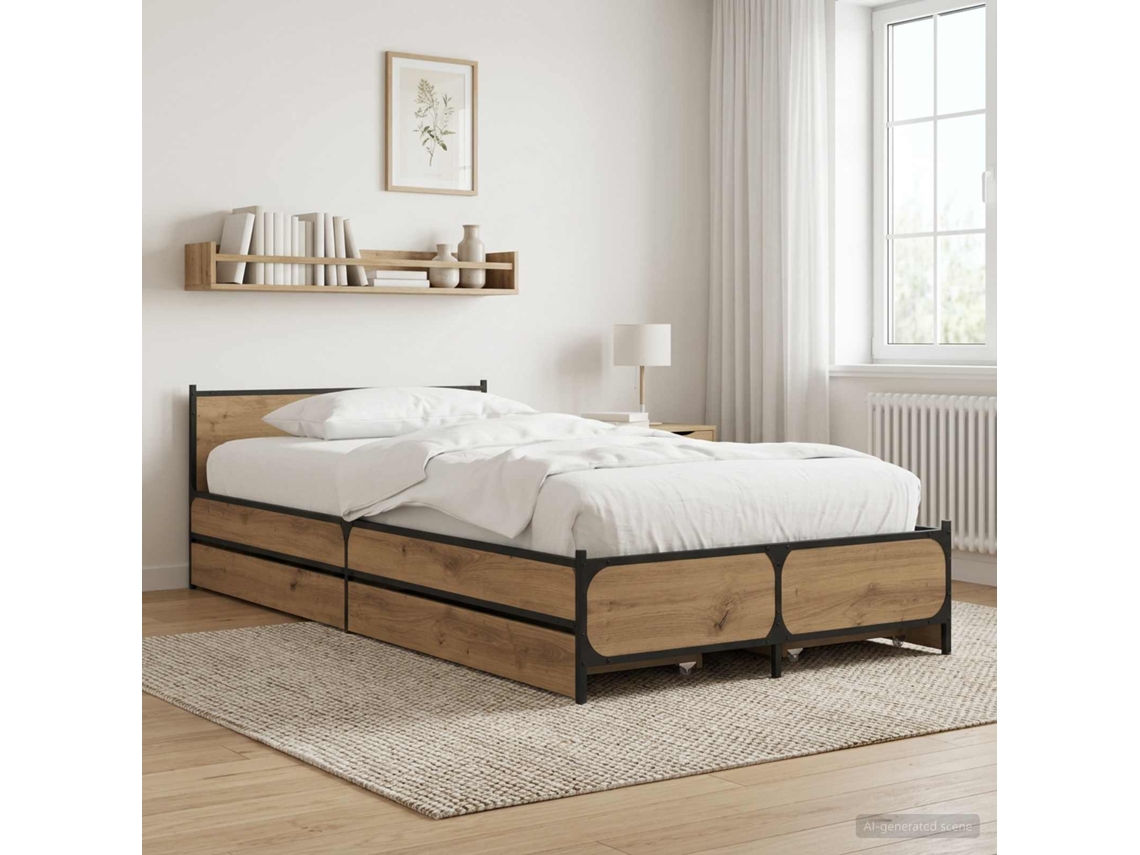 Vidaxl Estrutura De Cama Com Cabeceira Carvalho Artisian 80 X 200 Cm