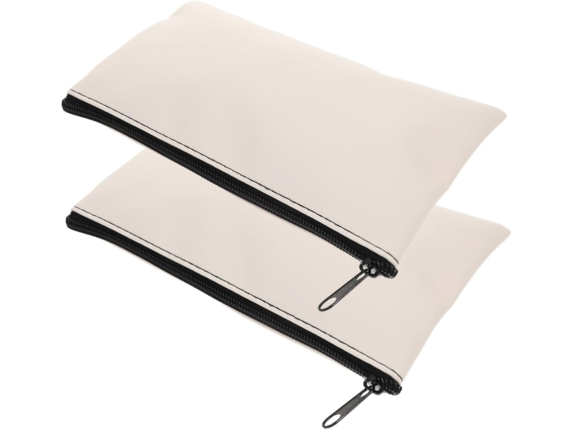Conjunto De 2 Bolsas Grandes De Couro Pu Com Zíper Para Dinheiro, Organizador Flexível E Seguro, Amp Gokoco