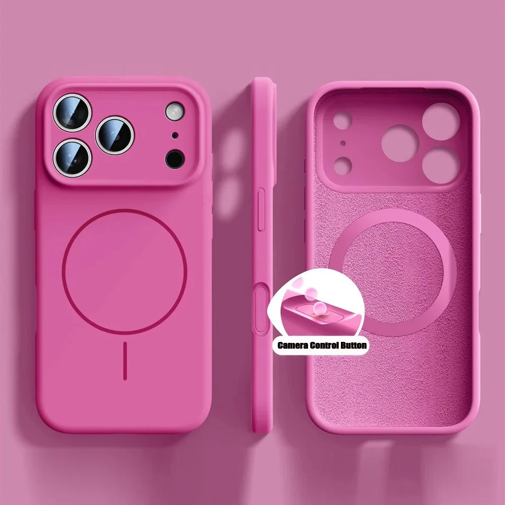 Capa Protetora Magnética De Silicone Líquido Para Iphone 14 Pro Max (rosa), Capa Macia Original.