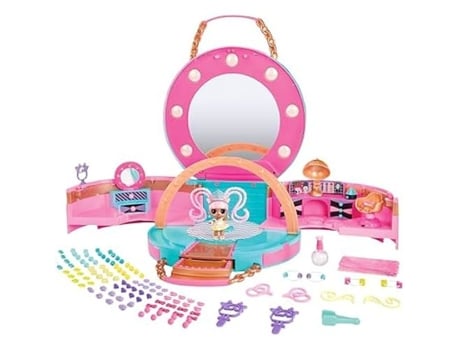 Salão De Cabeleireiro L.o.l. Surprise! Boneca Tot 100 Pérolas De Cabelo Espelho Incluído Elásticos