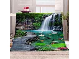 Manta com Estampa de Cachoeiras em Microfibra 150x150cm