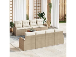 Vidaxl Conjunto De Sofá De Jardim 9 Unid. Bege Vime Pe