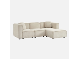 Sofá De Canto Direito 3 Lugares Tecido, Beige Sweeek