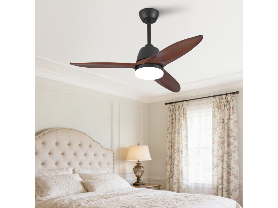 Ventilador Teto 42" Preto Madeira Maciça 3 Cores Sala VOLTEDGE
