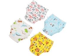 Conjunto de 4 Fraldas de Treinamento Laváveis para Bebês, de Algodão Impermeável e Respirável. CHABERLU
