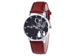 Reloj De Pulsera Analógico De Cuarzo Con Correa De Cuero Para Mujer Y Hombre Café