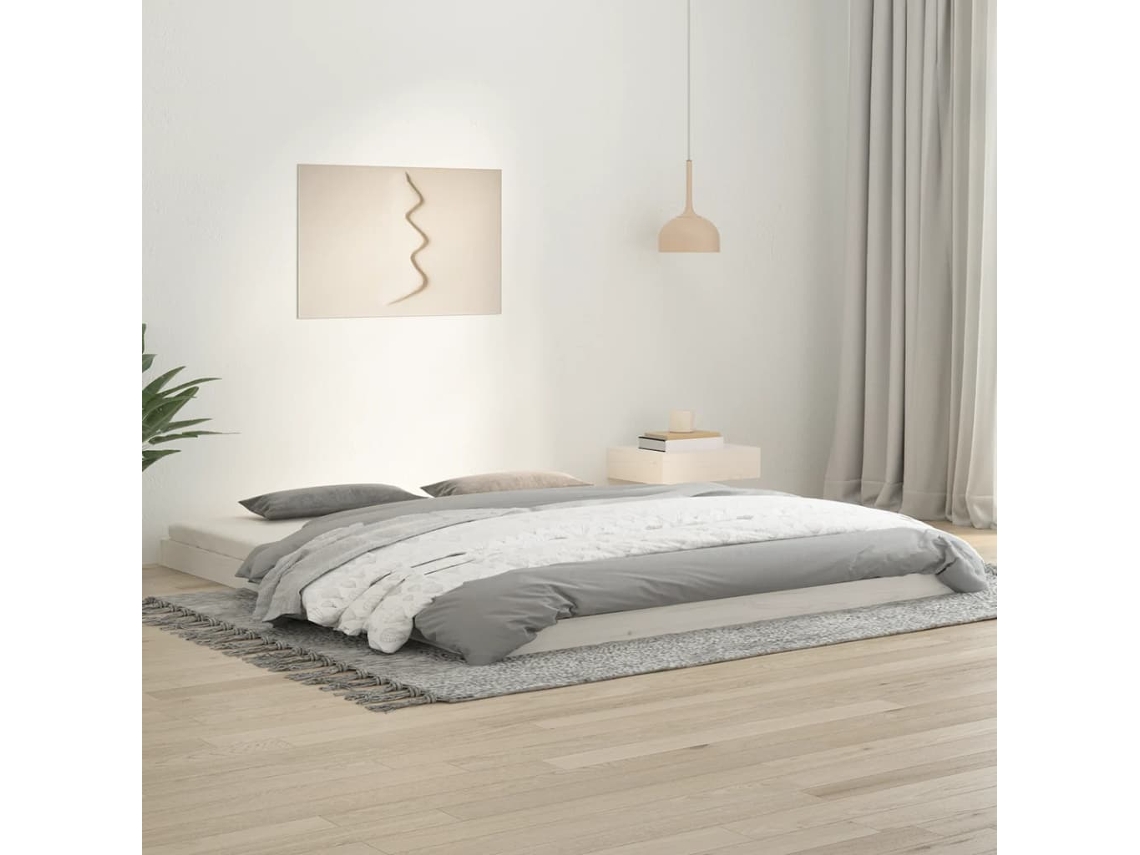 Vidaxl Estrutura Cama Super King Size 180x200 Cm Pinho Maciço Branco