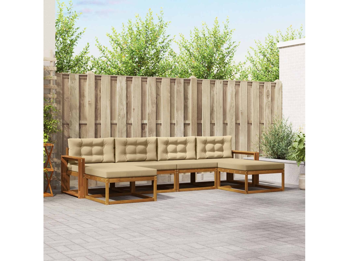 Vidaxl Conjunto De Sofás Para Exterior 6 Unid. Natural E Bege