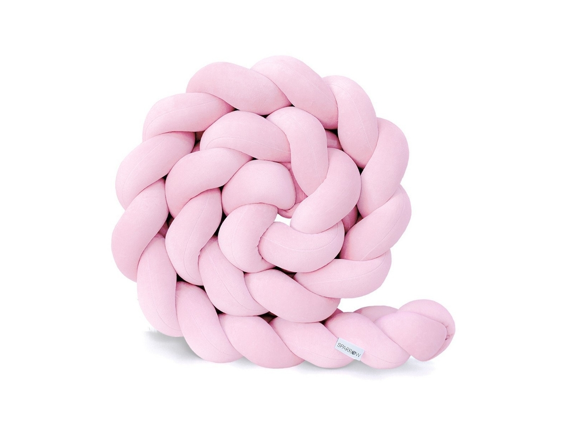 Protetor De Berço 300 Cm, Algodão Respirável, Rosa, Macio Anticolisão Acolchoado E Lavável Elysve