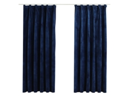 Maison Exclusive - Cortinas Blackout C/ Ganchos 2 Pcs 140x175cm Veludo Azul Escuro