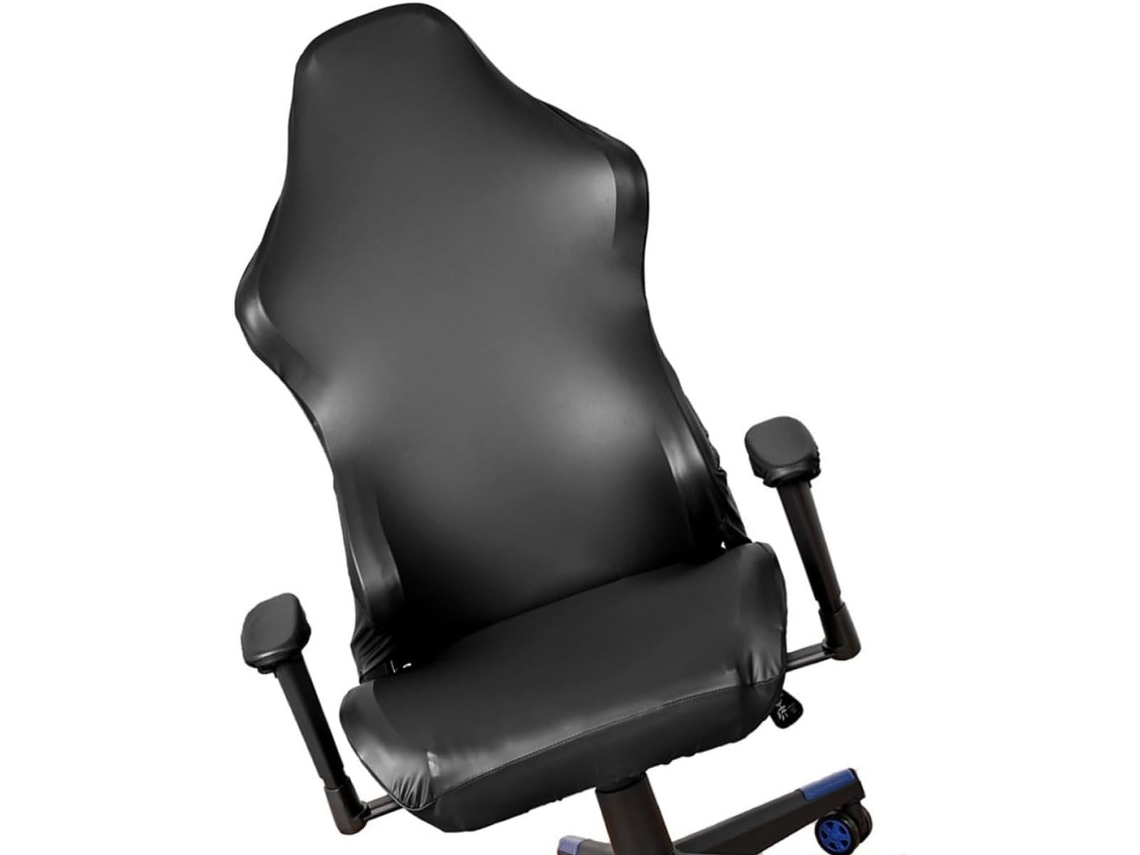 Capa para Cadeira Gamer Garneck em Pu e Poliéster Preto, Elástica, Removível Lavável, Protetora de Apoio Braço