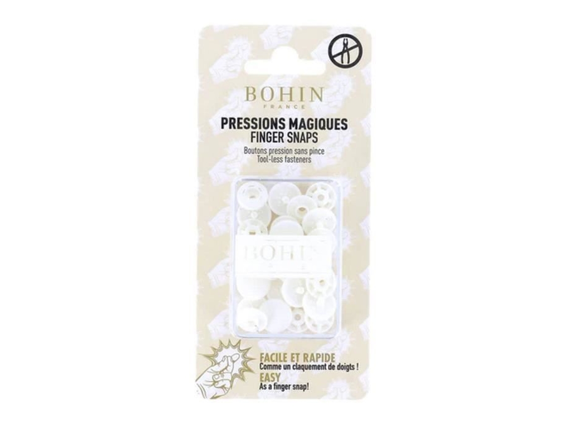 Botão de pressão mágico Bohin sem clipe, 13 mm, branco