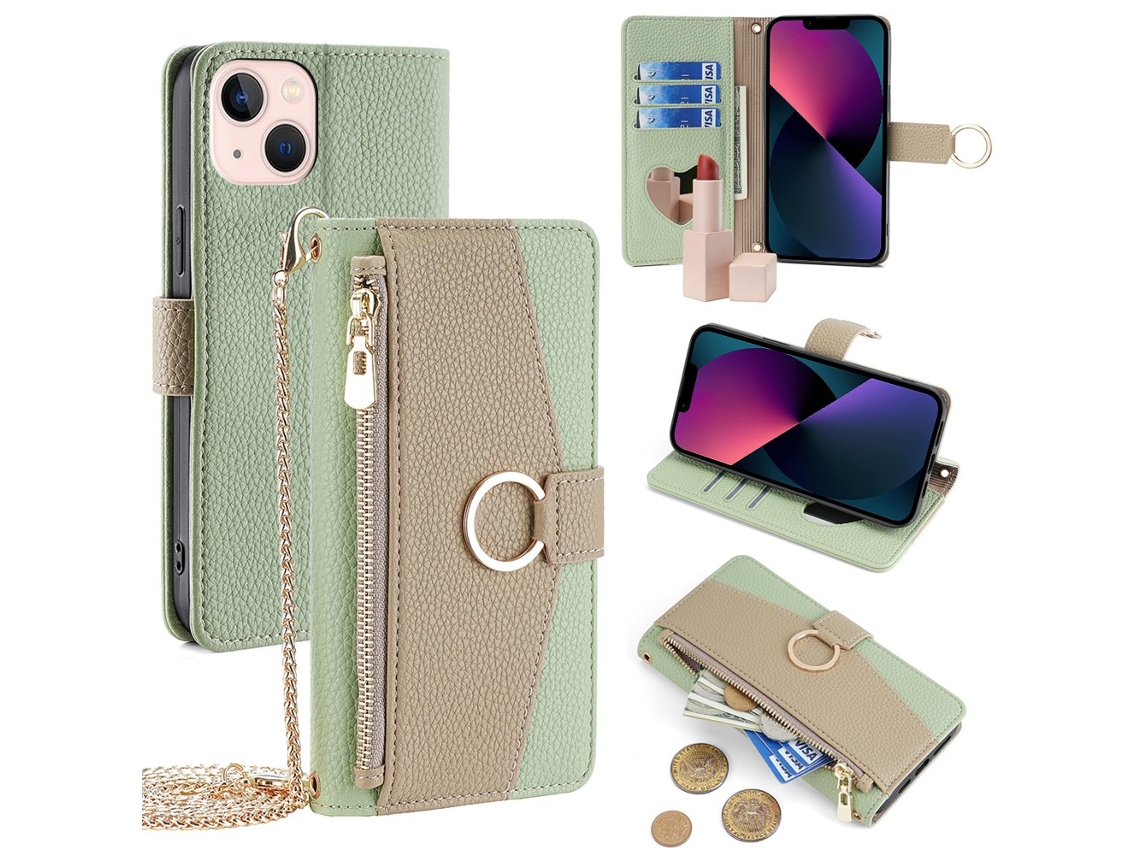 Capa Pega Inch Para Iphone 13 Pele Sintética Verde