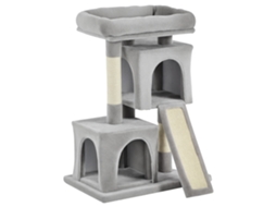 Árvore para Gatos com Postes de Sisal, Cama e 2 Casinhas, 59x39x81cm, Cinza ESSÊNCIACASA