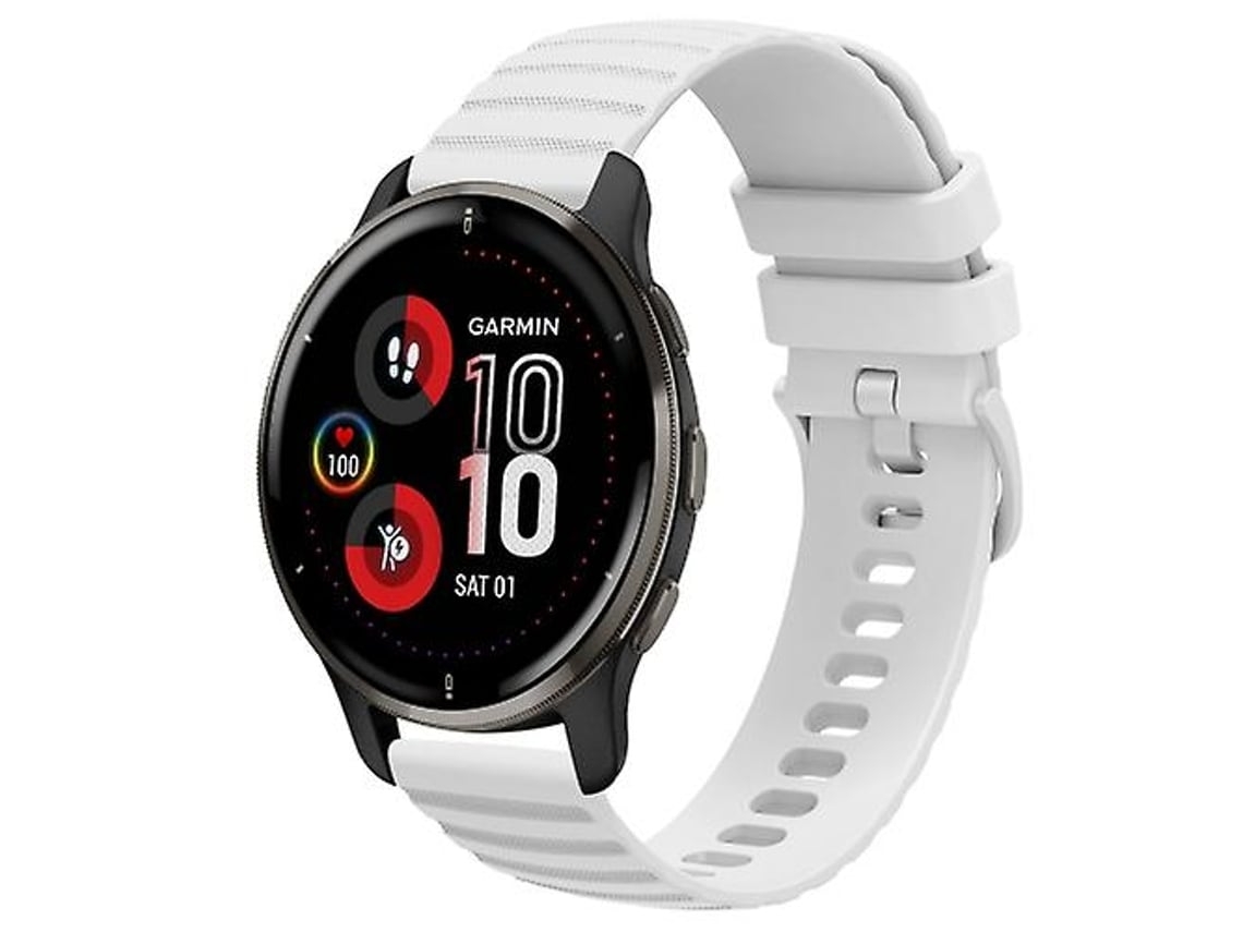 Lurelia Pulseira Garmin Venu 2 Plus 20mm Padrão De Ondas E Pontos Silicone Cor Sólida Branca
