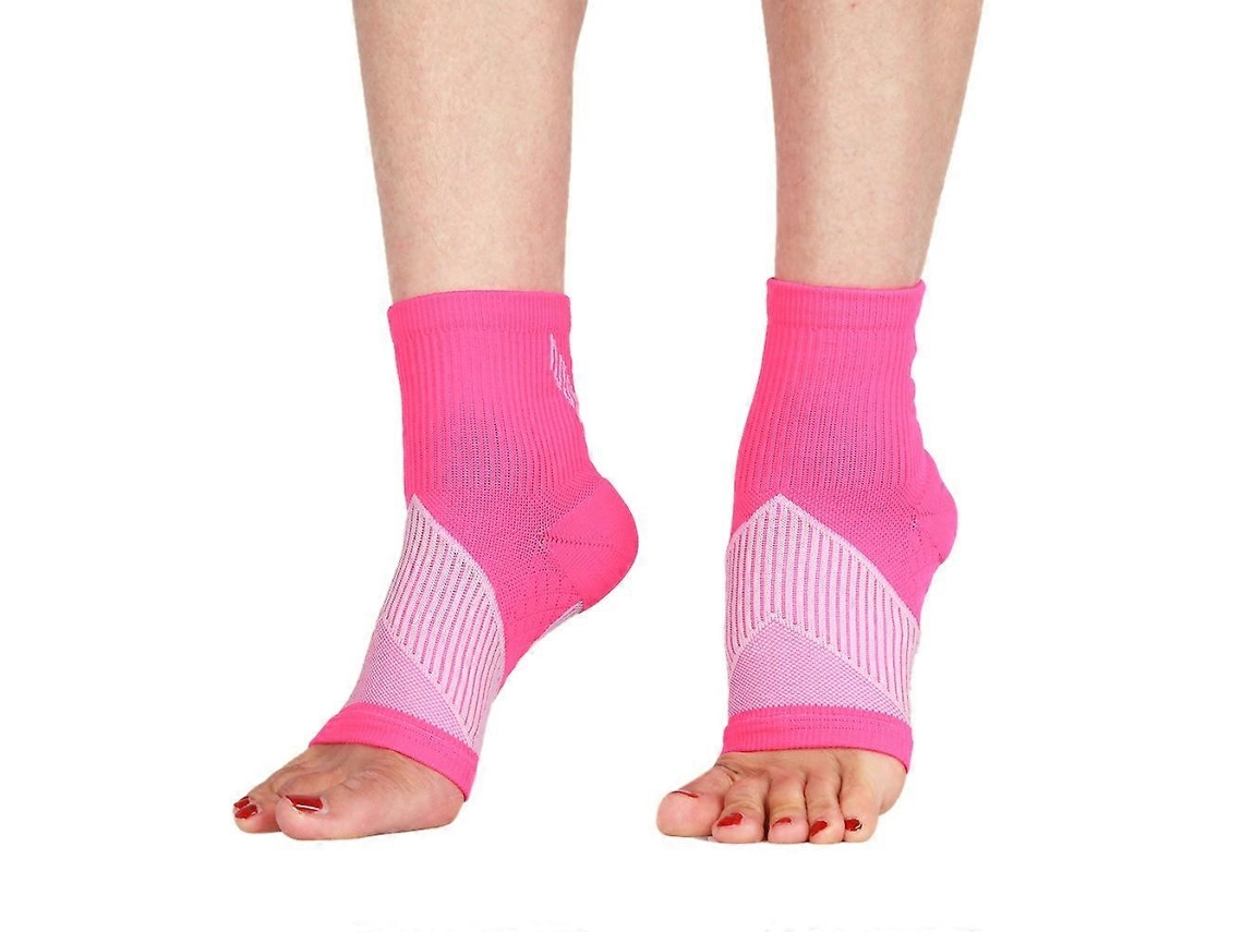 Rosa P 1 Par Meias Compressão Tornozelo Nylon Alívio Dor Fascite Plantar