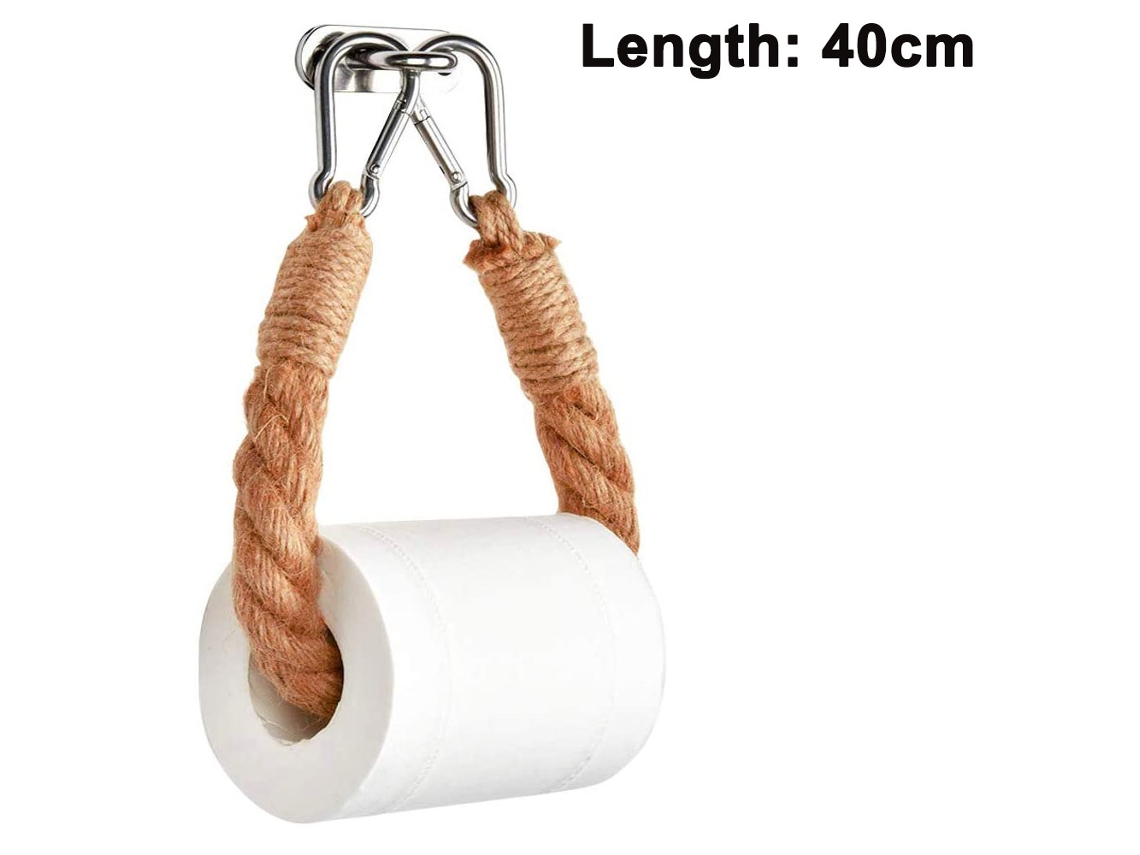 Suporte de Papel Higiênico com Corda de Juta Estilo Industrial Montado na Parede RNEMITERY