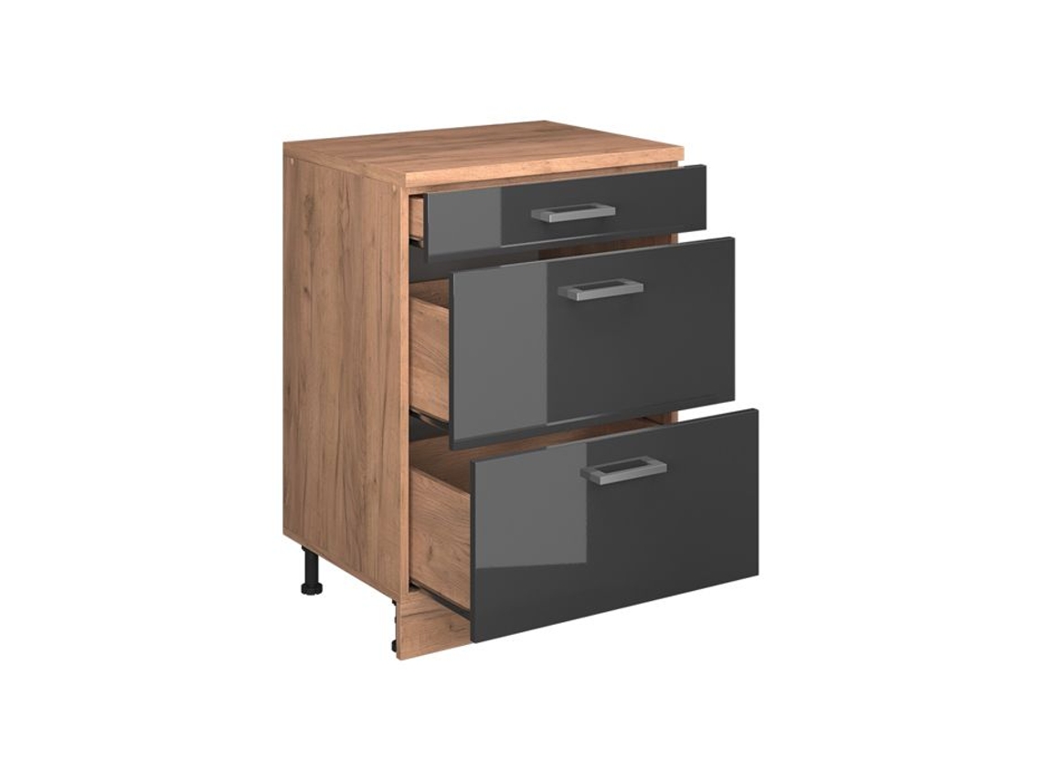 Aparador com Gavetas 3 Gavetas 60 X 46 Cm Preto Alto Brilho VICCO