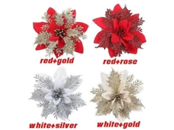 Pacote Com 10 Decorações De Natal Com Flores Artificiais E Glitter Para O Ano Novo. Olysi Shop