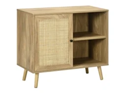 Aparador de Sala de Estar Melamina de Madeira, Vime e Madeira de Pinho cor Marrón 80x39x70cm HOMCOM
